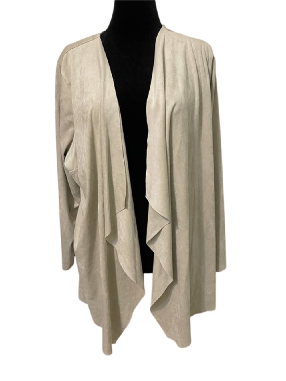 Soft Surroundings Faux Suede Waterfall Cardigan Jacket Topper Cream 2X